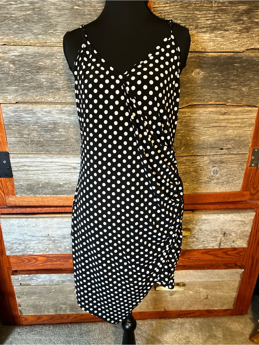 Charlotte Russe Black Polka Dot Midi Slip Dress Size XL NWT Adjustable Staps